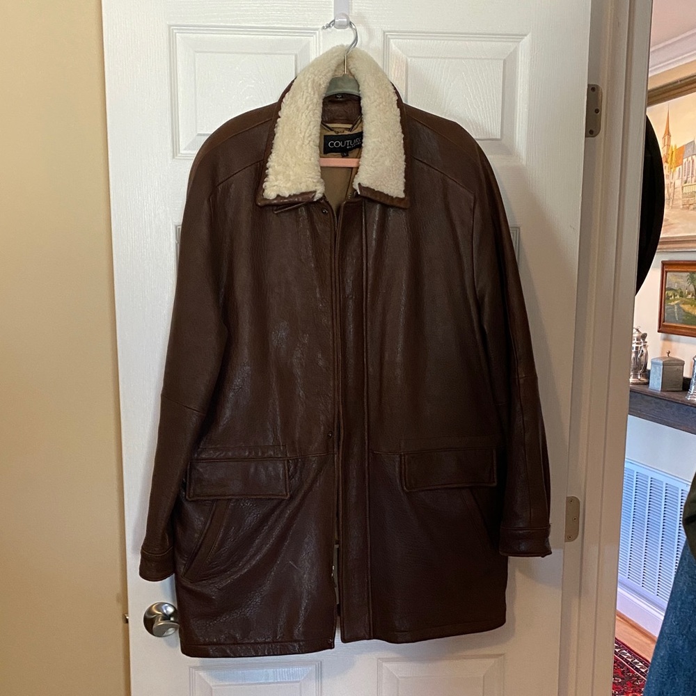 Couture by J Park Men's Brown Lamb Leather with shearling collar